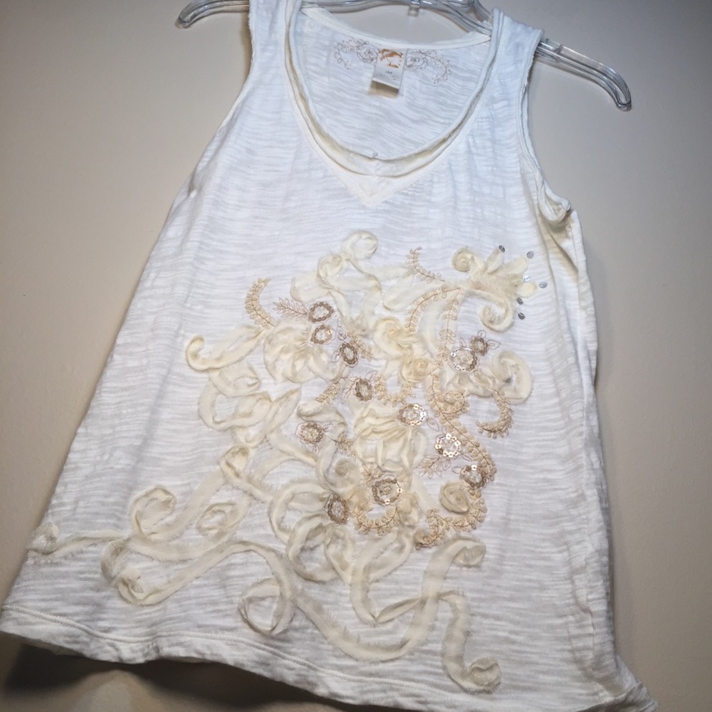 Elegant Cream Embellished Women's Top